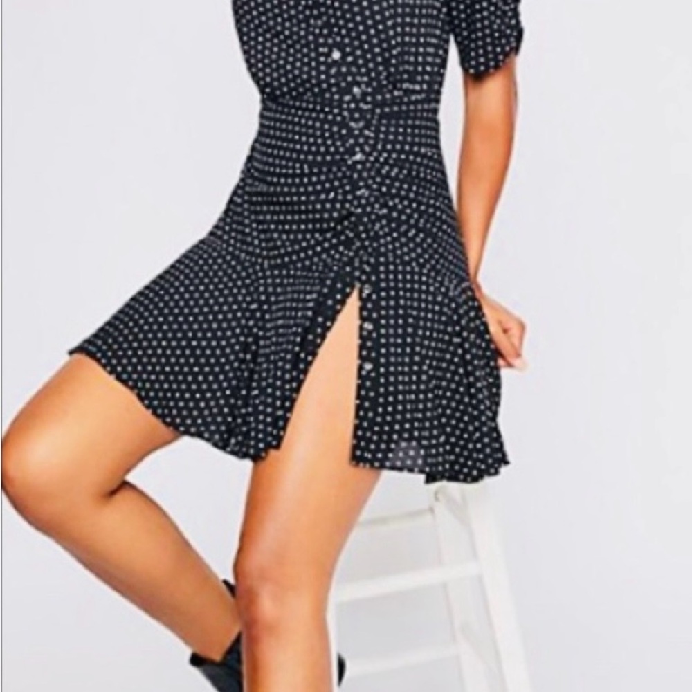 Free People Pipa Short Sleeve Polka Dot Mini Dress - Picture 3 of 8